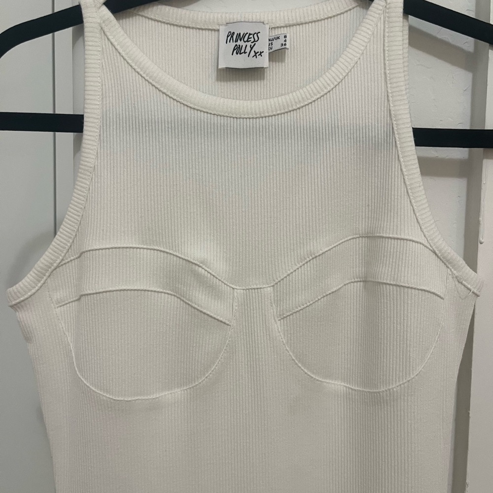 Princess Polly white ribbed dress